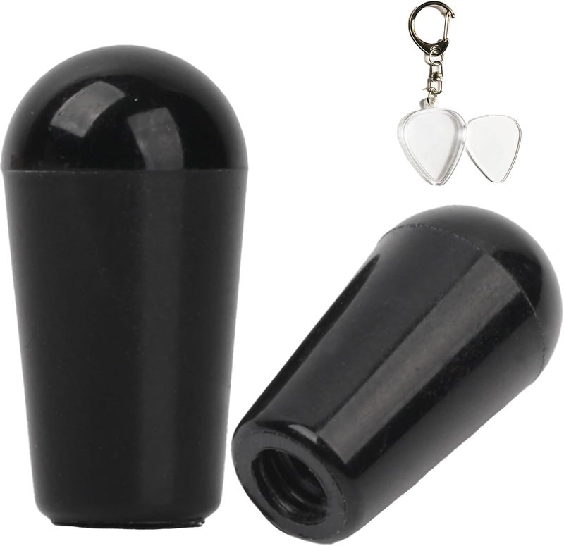 Aemrovi Plastic Guitar Toggle Switch Tips Knobs, 3-Way Pickup Selector Switch Caps for Epiphone LP Style Electric Guitar with M3.5 Metric Thread and Pick Holder (Black) - Image 1